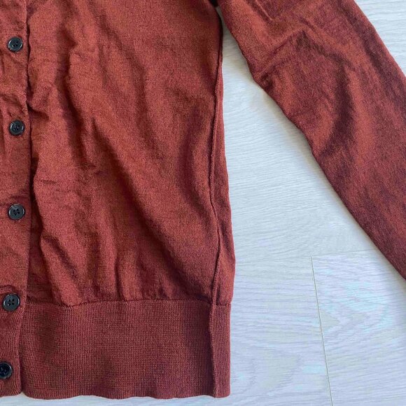 & Other Stories Wool Crew Neck Button up Cardigan in Rust Size XS Preppy - Picture 6 of 7